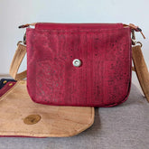 Sac bandoulière liège Rouge Luna avec rabat interchangeable